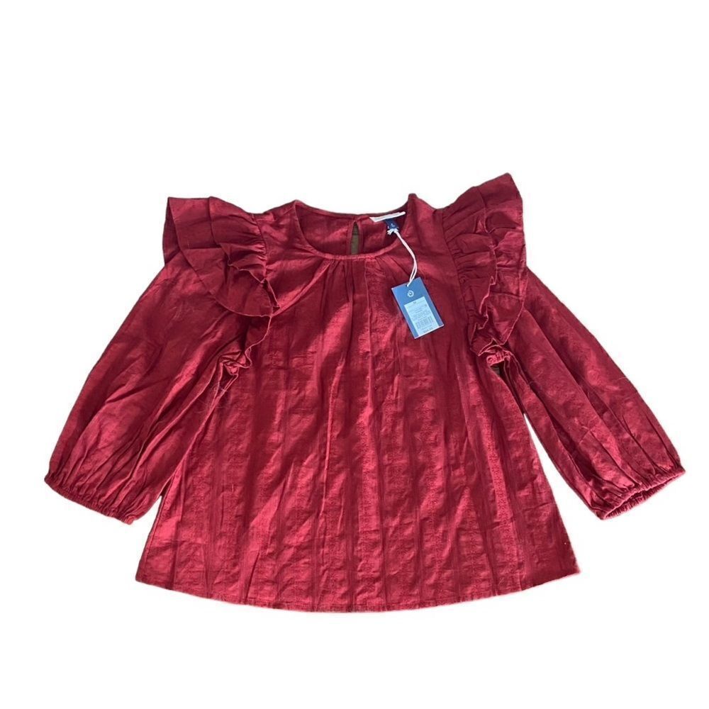 Universal Thread Ruffle Burgundy Blouse MEdium NWT - Picture 2 of 6